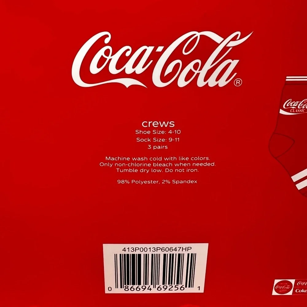 COCA COLA Crew Socks 3 Pack Gift Box Classic Diet Coke Zero NWT Size 4 -10